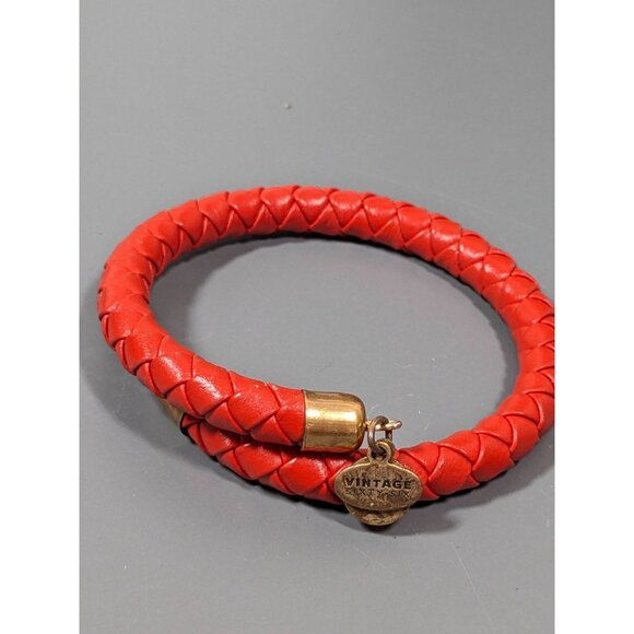 Alex Ani Orange Braided Leather Wrap Bracelet 7 inch - Picture 8 of 8